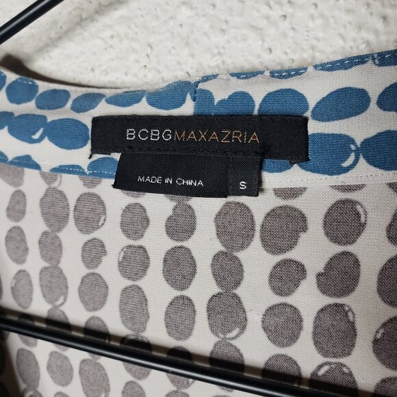 BCBG Max Azria Sz S Polka Dot Colorblock Flowy Knee Length Dress - Picture 8 of 8